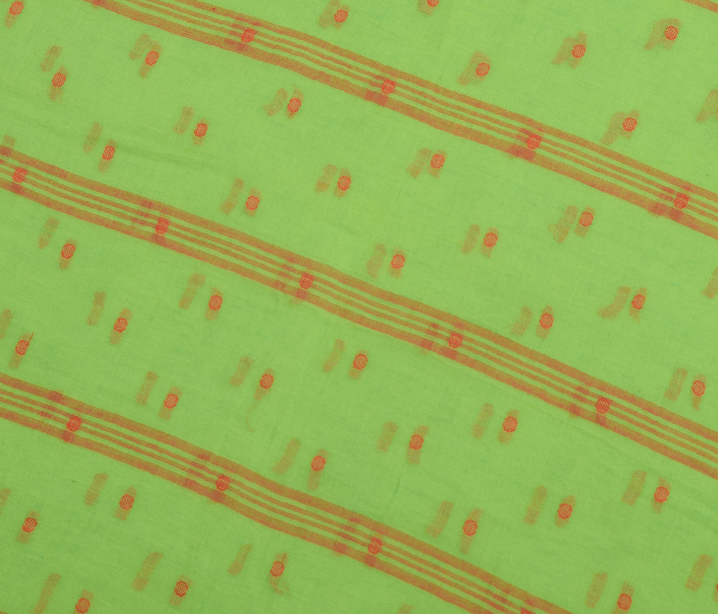 Sushila Vintage Parrot Green Saree 100% Pure Cotton Tant Woven Soft Sari Fabric