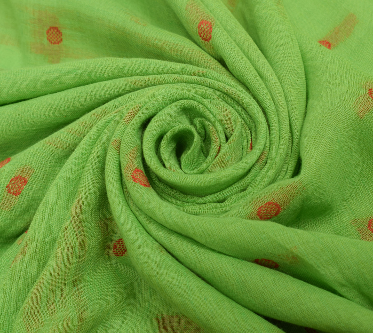 Sushila Vintage Parrot Green Saree 100% Pure Cotton Tant Woven Soft Sari Fabric