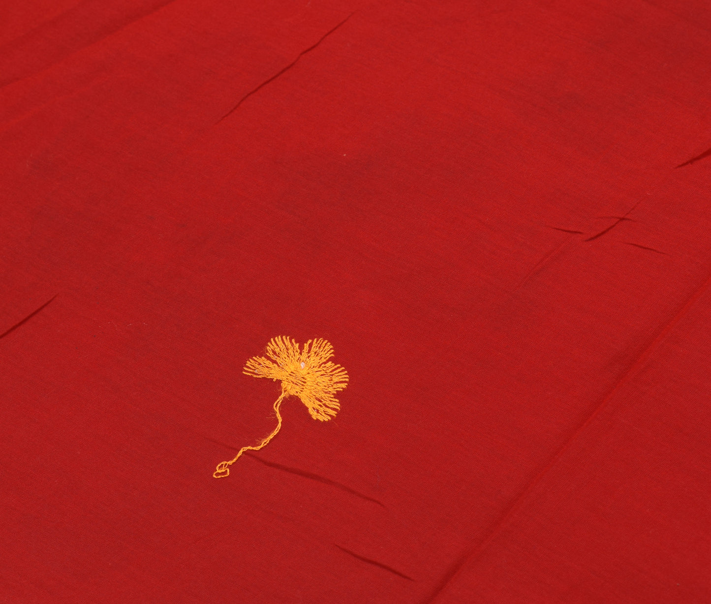 Sushila Vintage Red Saree 100% Pure Cotton Embroidered Floral Soft Sari Fabric