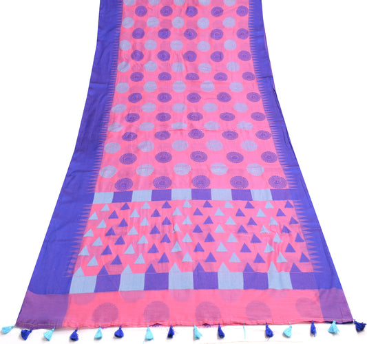 Sushila Vintage Pink Indian Saree Blend Silk Mandala Woven Sari Craft Fabric