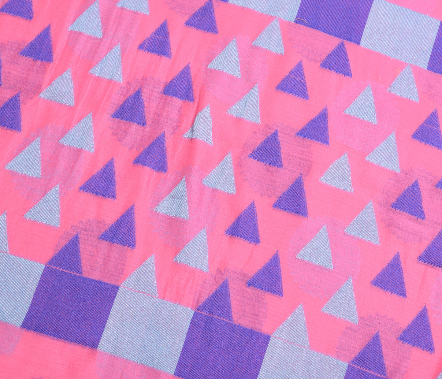 Sushila Vintage Pink Indian Saree Blend Silk Mandala Woven Sari Craft Fabric
