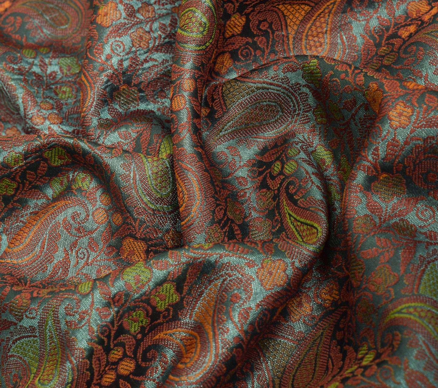 Sushila Vintage Gray Saree Art Silk All Over Woven Paisley Soft 5 YD Sari Fabric