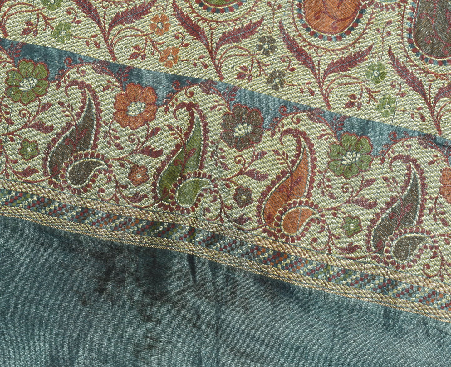 Sushila Vintage Gray Saree Art Silk All Over Woven Paisley Soft 5 YD Sari Fabric