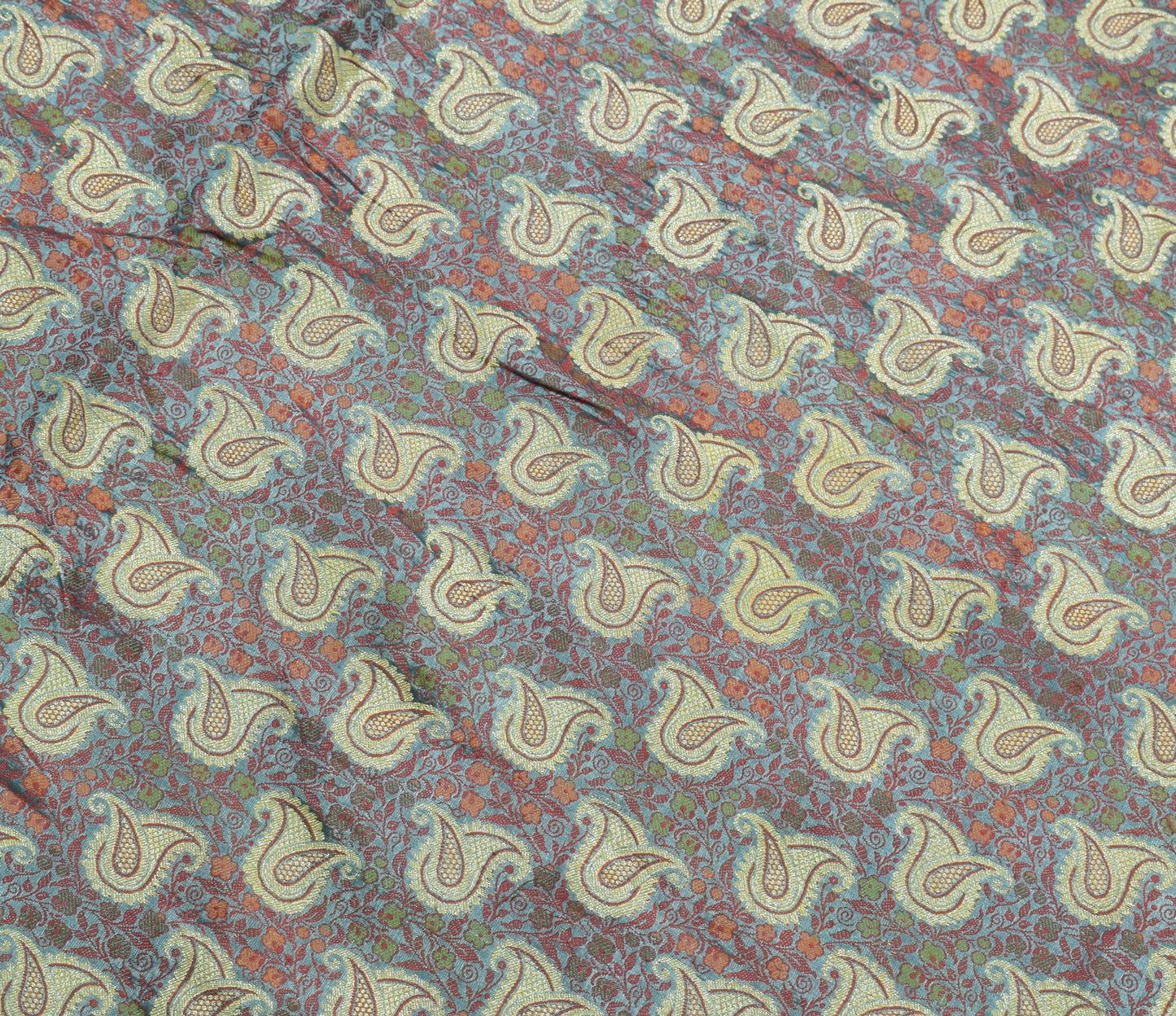 Sushila Vintage Gray Saree Art Silk All Over Woven Paisley Soft 5 YD Sari Fabric