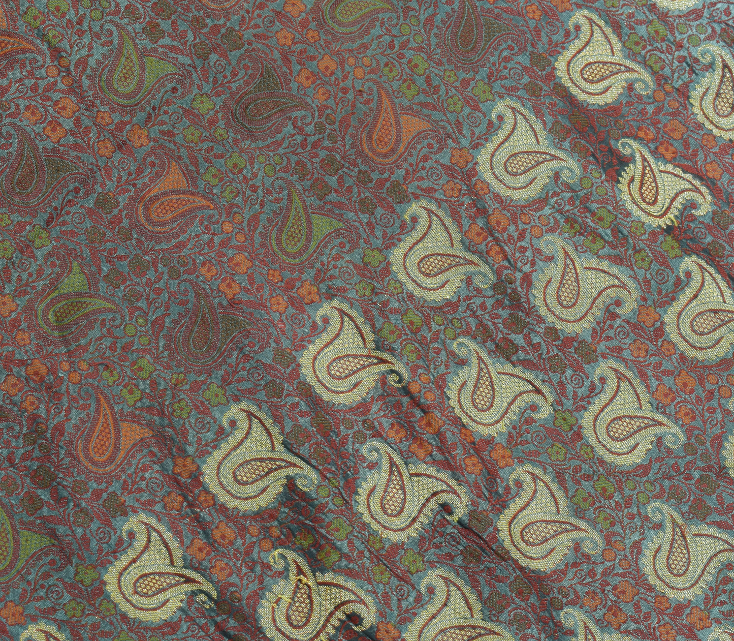 Sushila Vintage Gray Saree Art Silk All Over Woven Paisley Soft 5 YD Sari Fabric