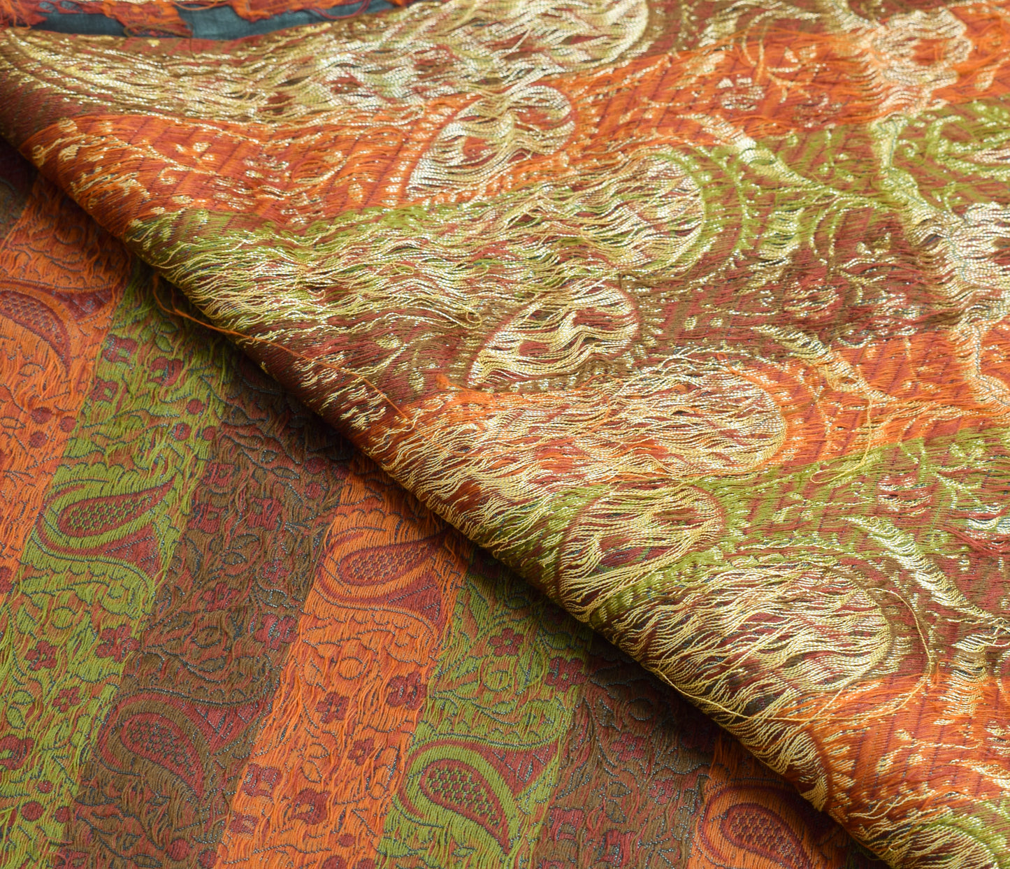 Sushila Vintage Gray Saree Art Silk All Over Woven Paisley Soft 5 YD Sari Fabric