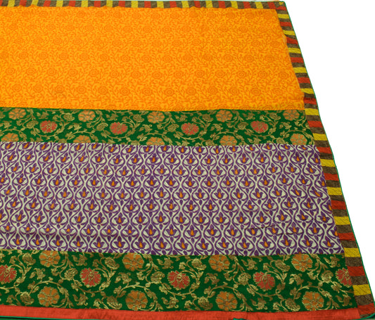 Sushila Vintage MultiColor Saree 100% Pure Georgette Silk Patch Work Sari Fabric