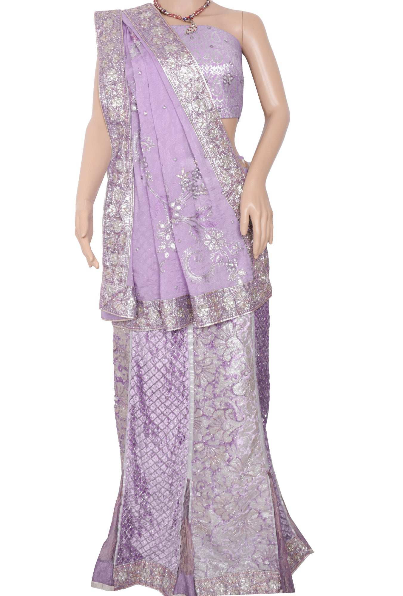 Sushila Vintage Lavender Designer Saree Georgette Silk Sari with Blouse Fabric