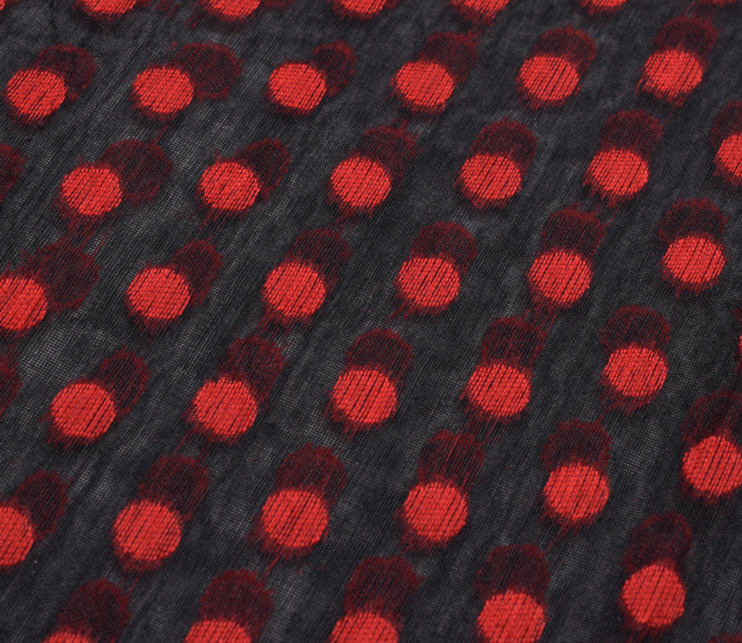 Sushila Vintage Black and Red Sari Floral Hand Woven Jamdani Saree Craft Fabric