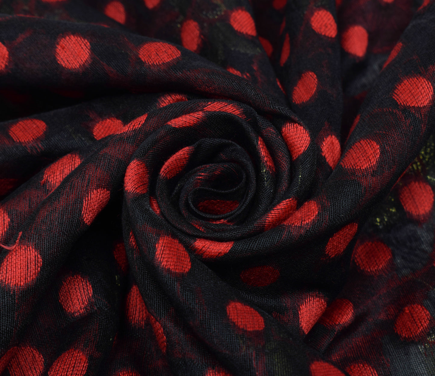 Sushila Vintage Black and Red Sari Floral Hand Woven Jamdani Saree Craft Fabric