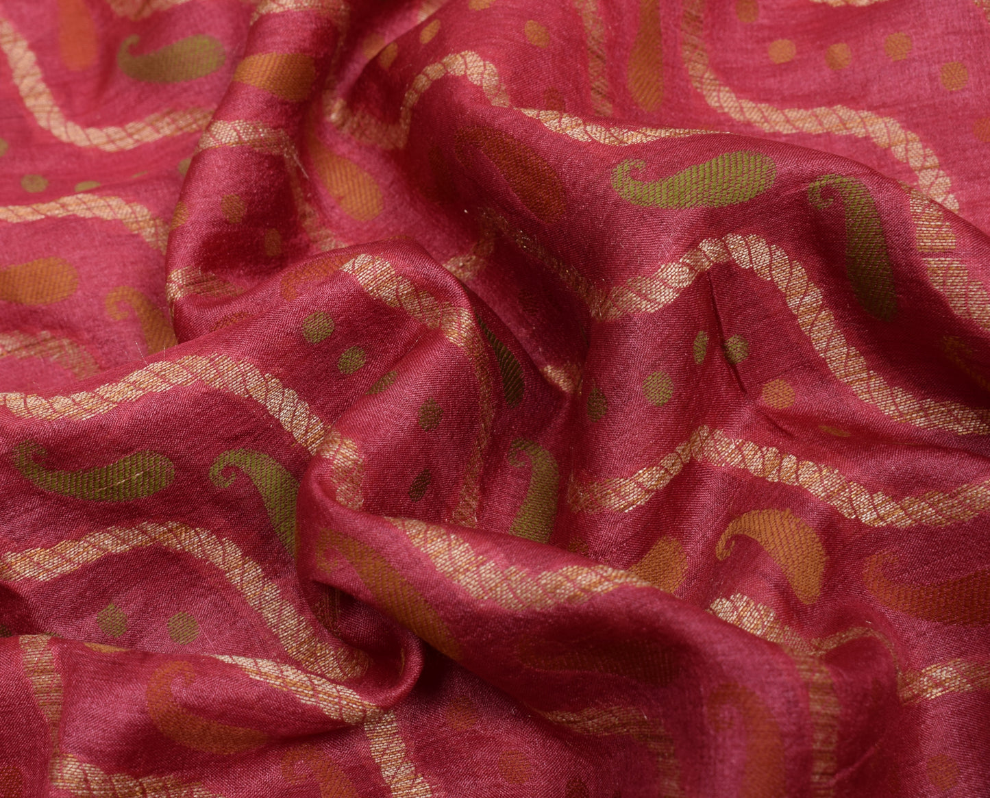 Sushila Vintage Saree 100% Pure Silk All Over Laheriya Woven Sari Craft Fabric