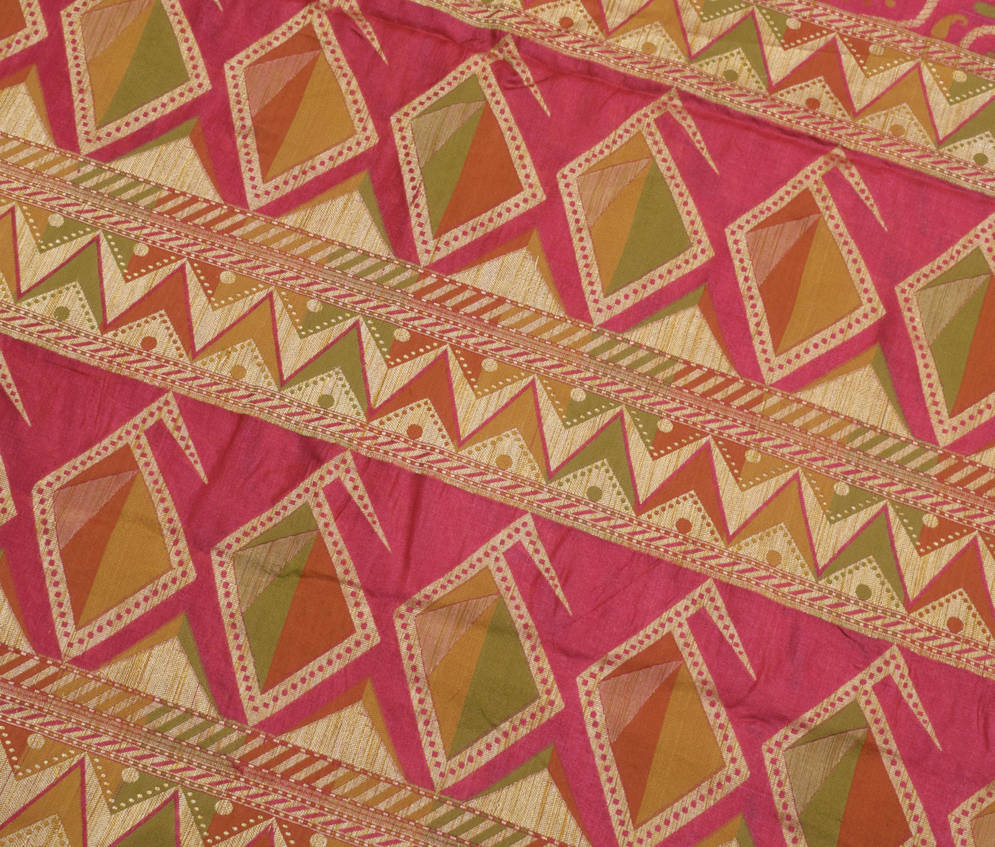 Sushila Vintage Saree 100% Pure Silk All Over Laheriya Woven Sari Craft Fabric