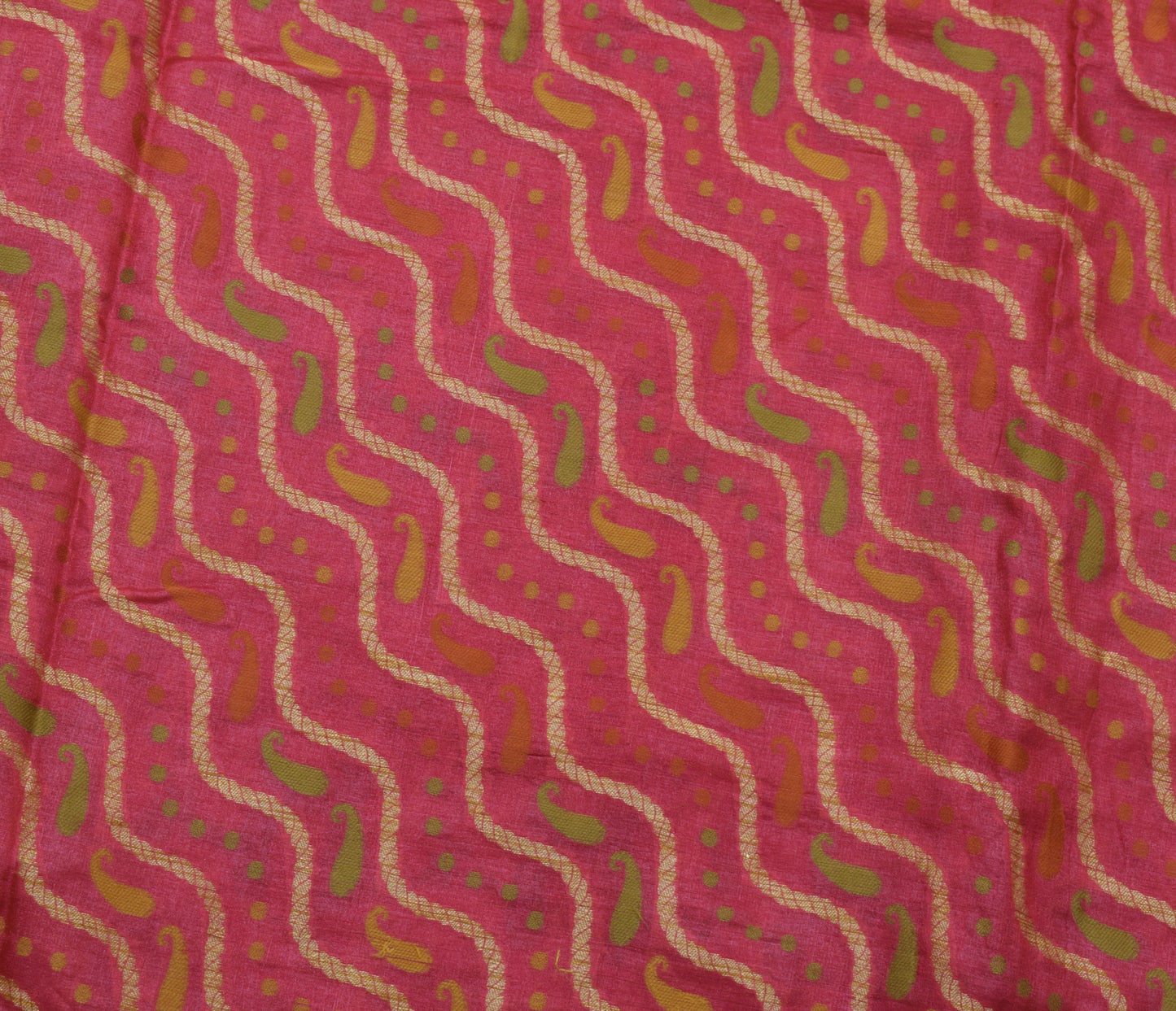 Sushila Vintage Saree 100% Pure Silk All Over Laheriya Woven Sari Craft Fabric