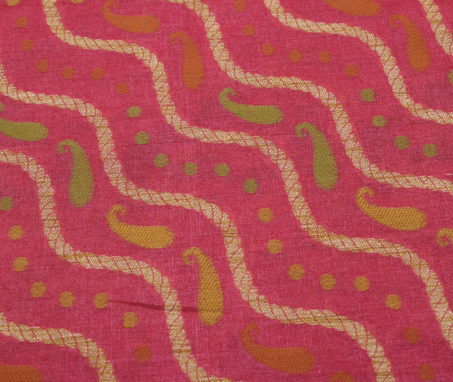 Sushila Vintage Saree 100% Pure Silk All Over Laheriya Woven Sari Craft Fabric