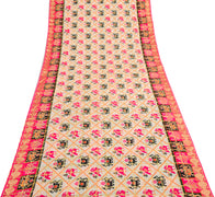 Sushila Vintage White Saree Patan Patola Ikkat Print Pure Cotton Sari Fabric