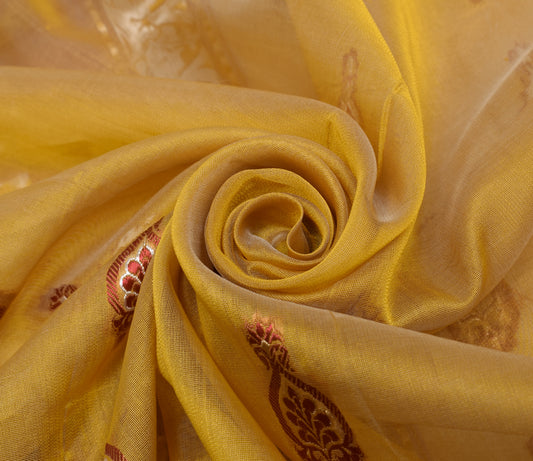 Sushila Vintage Green Indian Saree 100% Pure Silk Floral Woven 5 YD Sari Fabric