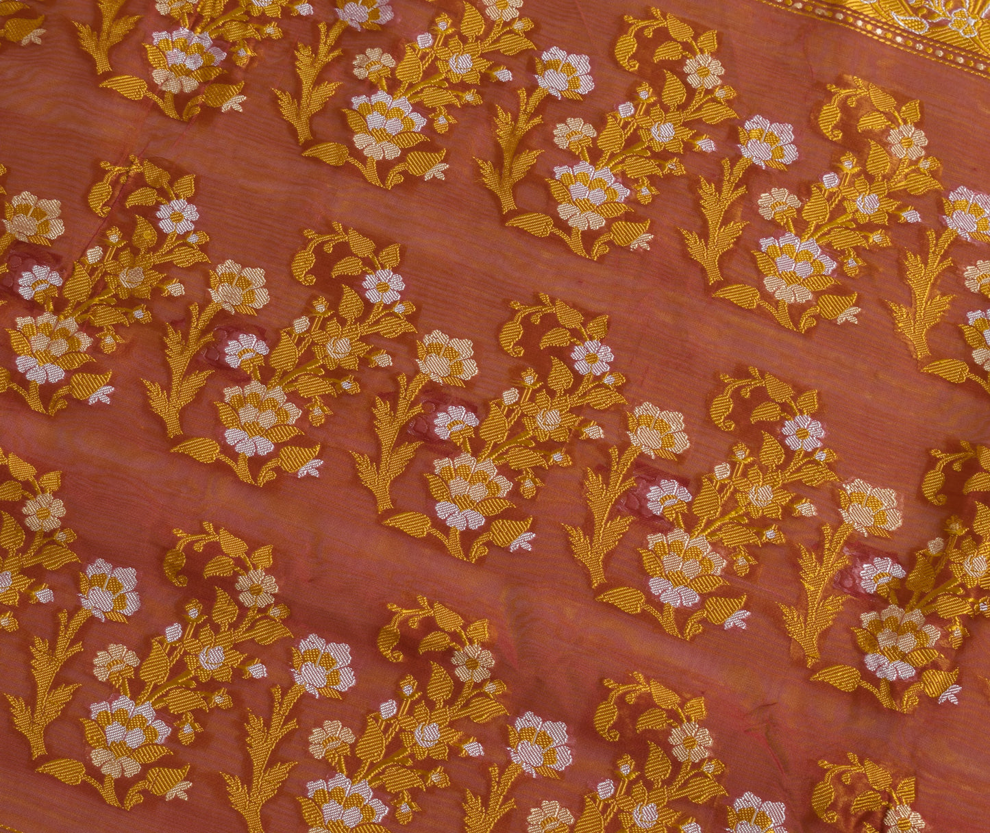 Sushila Vintage Green Indian Saree 100% Pure Silk Floral Woven 5 YD Sari Fabric