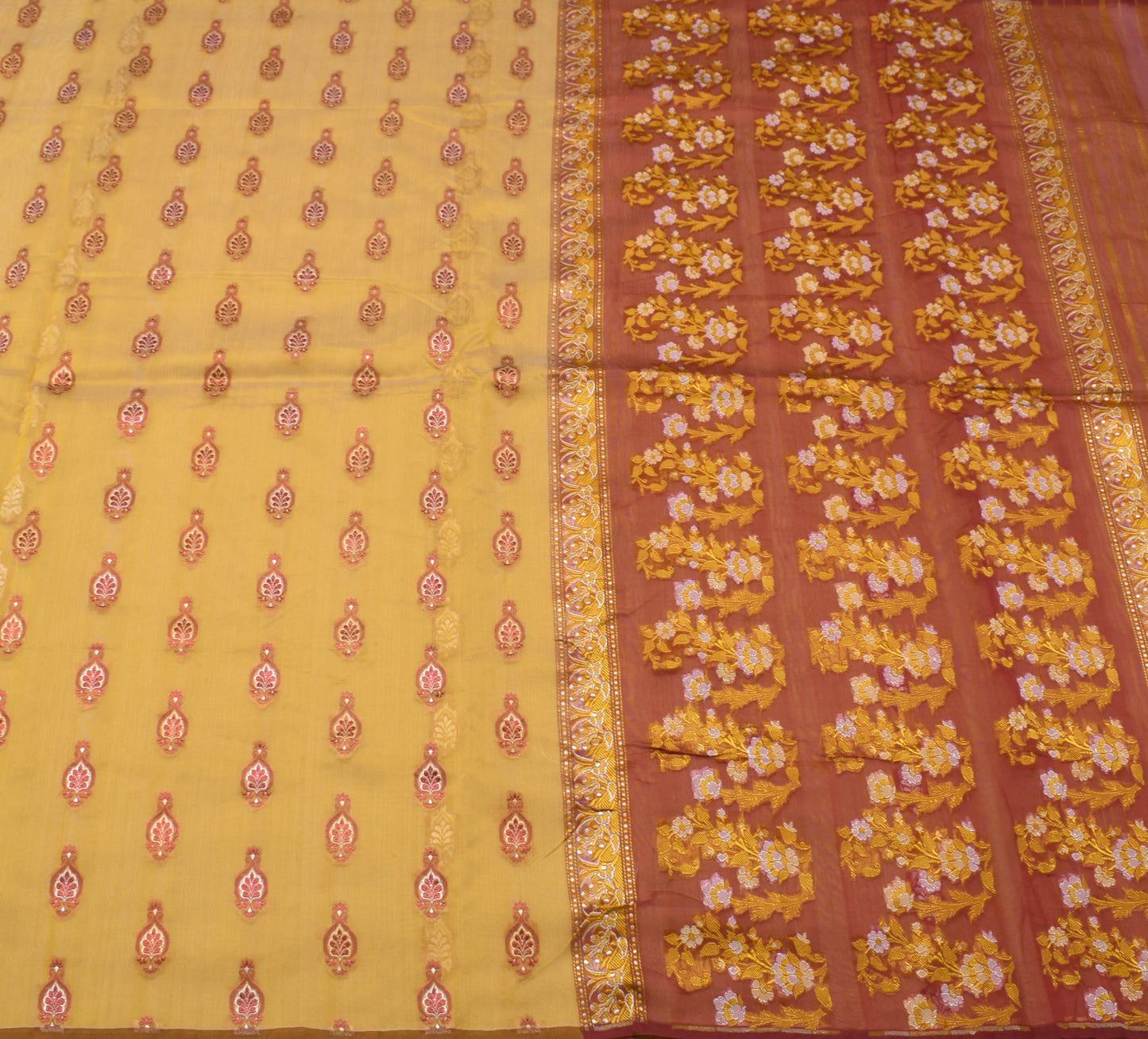 Sushila Vintage Green Indian Saree 100% Pure Silk Floral Woven 5 YD Sari Fabric