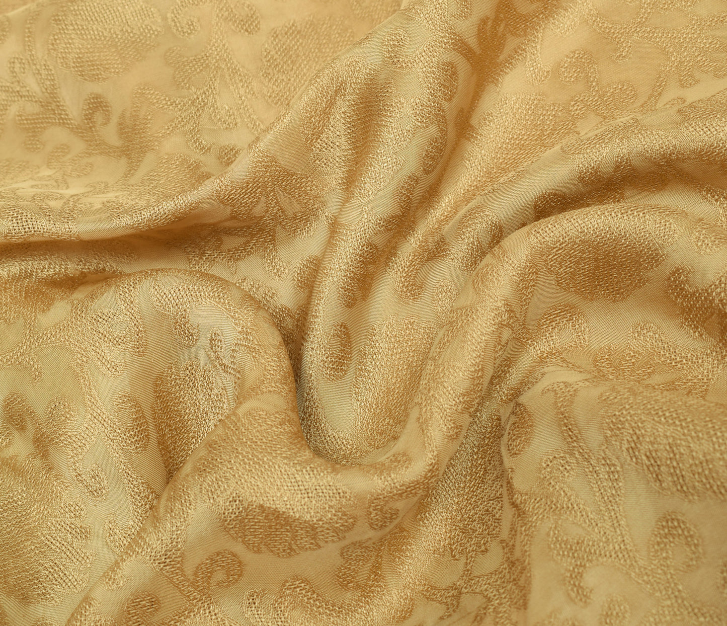 Sushila Vintage Brown Woven Saree Patch Work Pure Silk Floral HEAVY Sari Craft Fabric