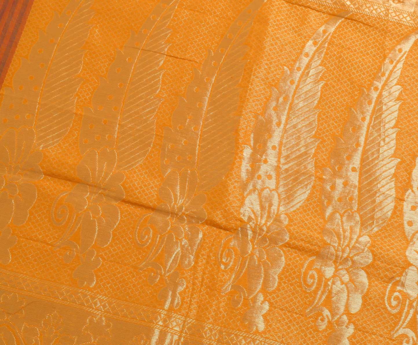 Sushila Vintage Orange Saree Blend Cotton Silk Woven Paisley Sari Craft Fabric