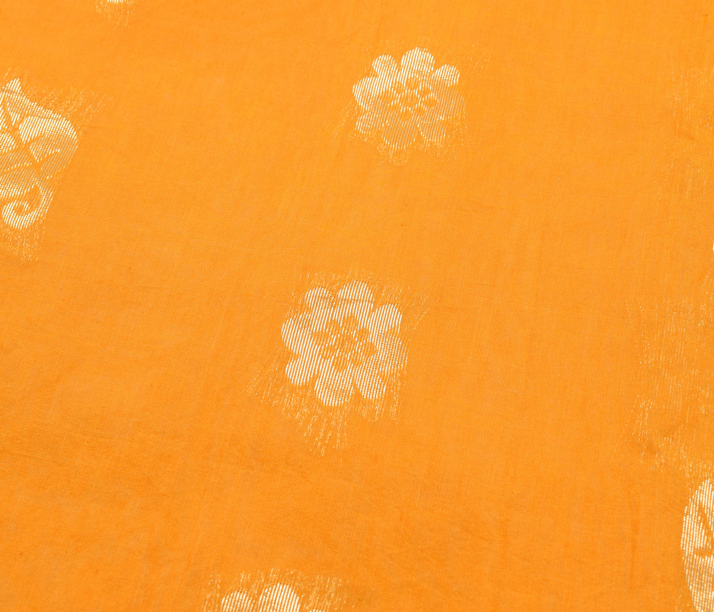 Sushila Vintage Orange Saree Blend Cotton Silk Woven Paisley Sari Craft Fabric