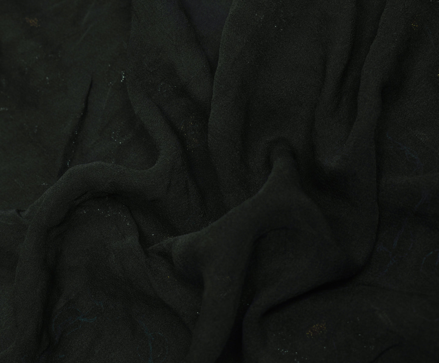 Sushila Vintage Black Heavy Saree Pure Georgette Silk Hand Beaded Sari Fabric