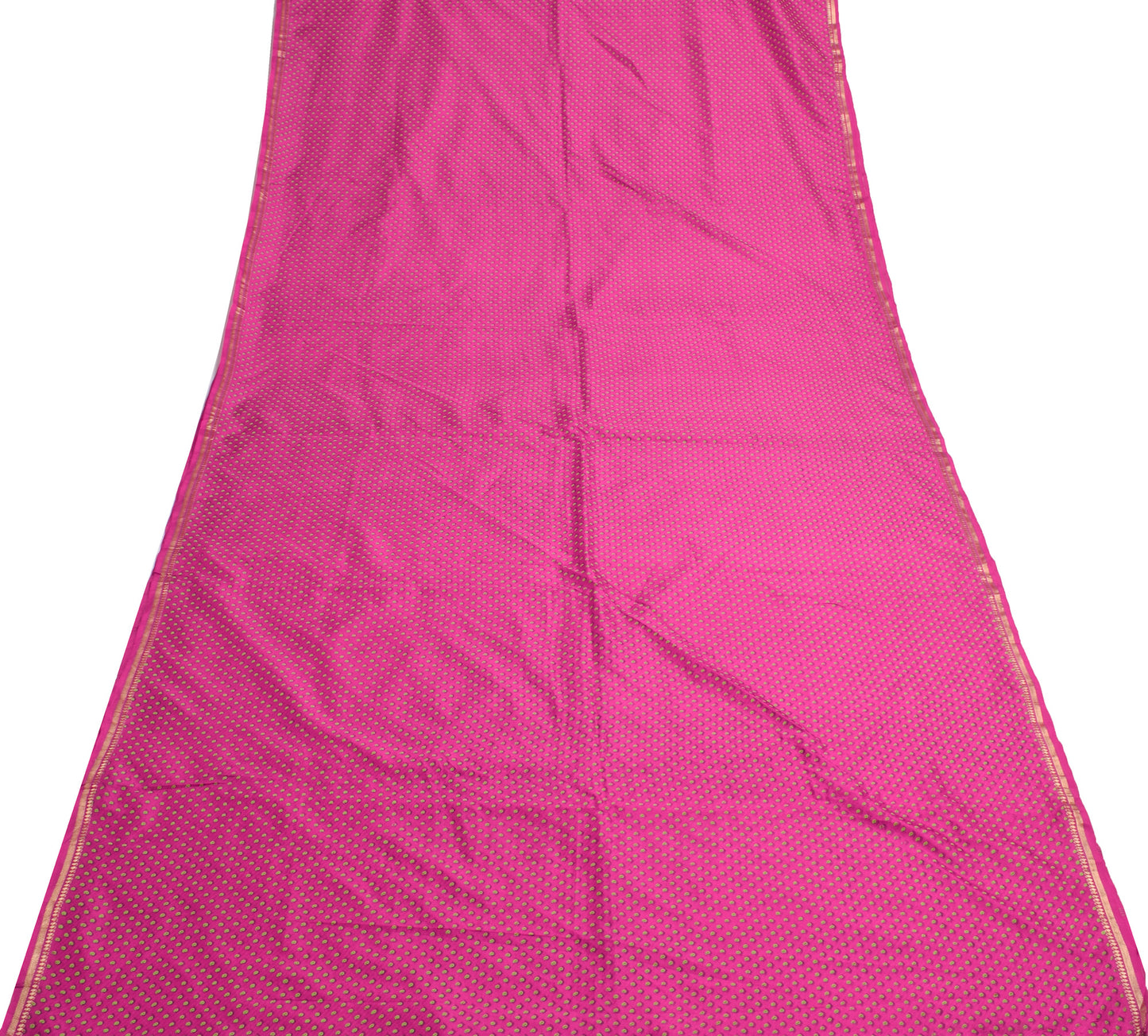 Sushila Vintage Magenta Saree 100% Pure Silk Paisley Printed Sari Craft Fabric
