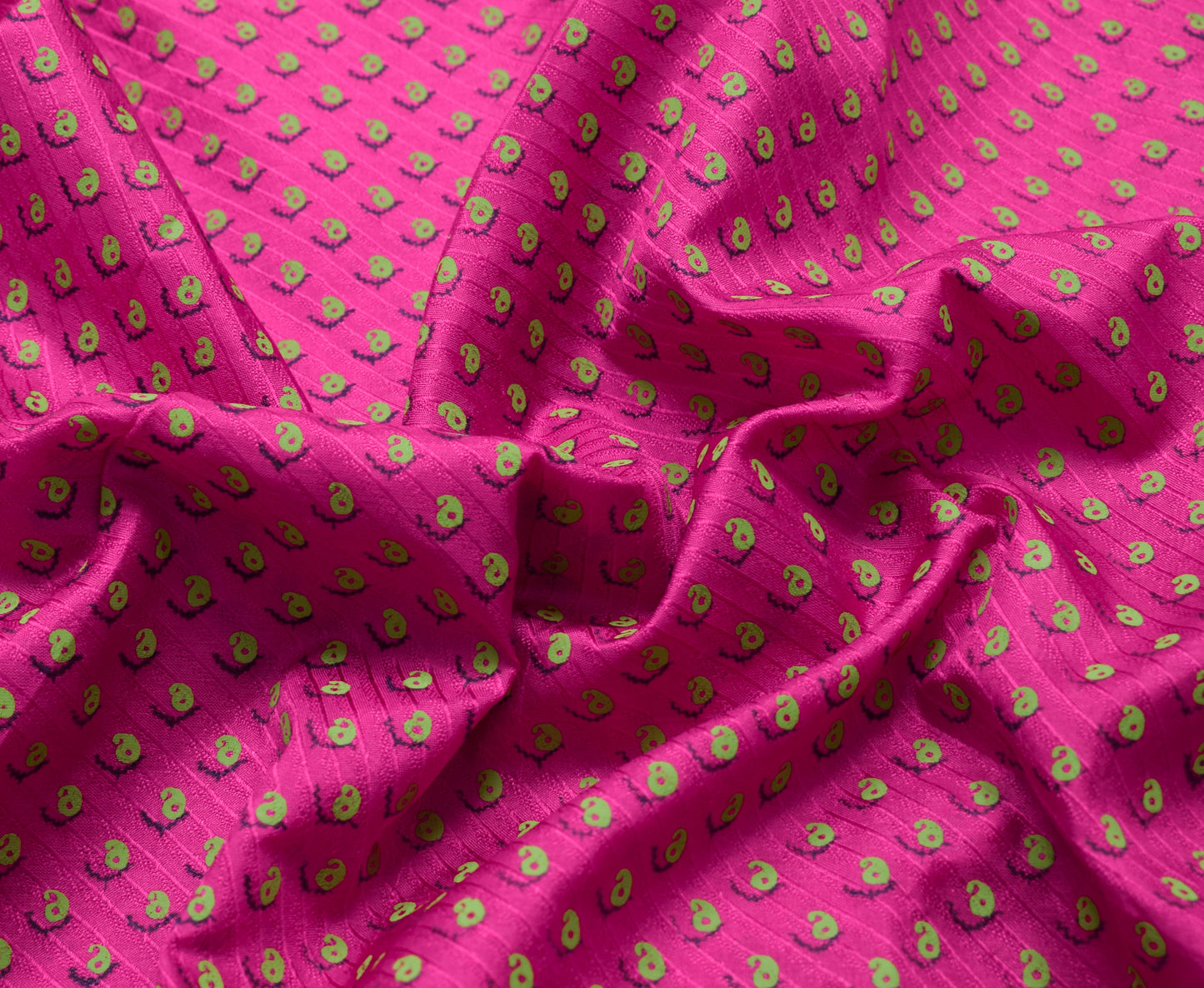 Sushila Vintage Magenta Saree 100% Pure Silk Paisley Printed Sari Craft Fabric