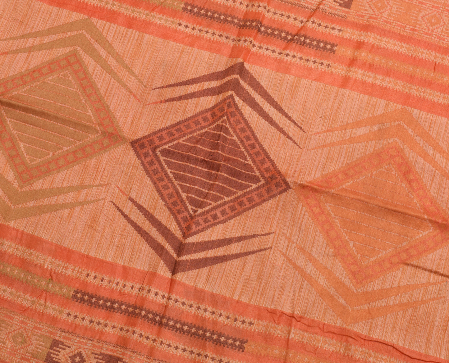 Sushila Vintage Orange Saree 100% Pure Silk Paisley Woven Soft Sari Craft Fabric