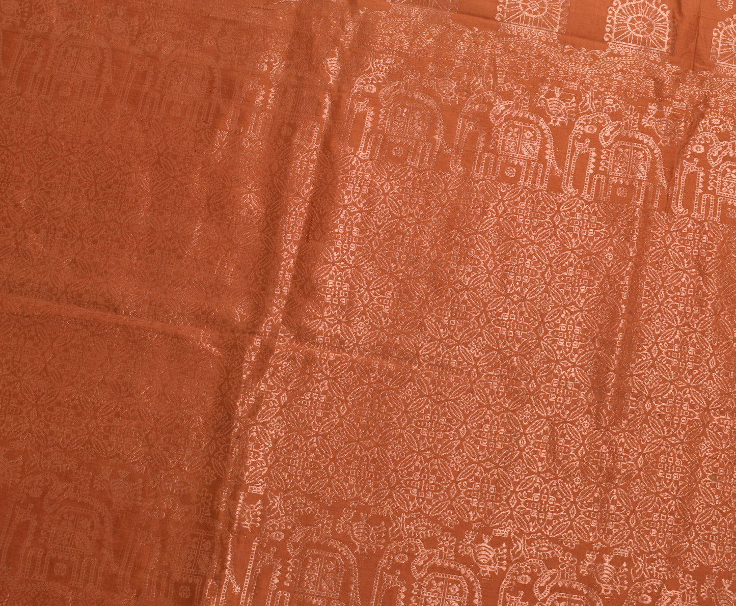 Sushila Vintage Brown Indian Saree 100% Pure Silk Woven Floral Sari Craft Fabric