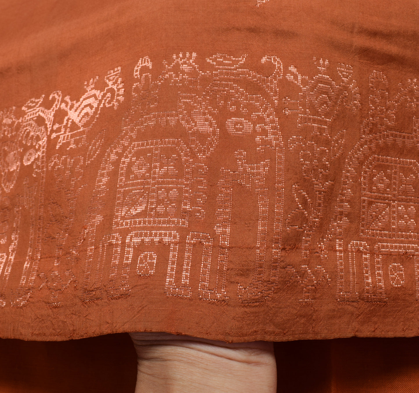 Sushila Vintage Brown Indian Saree 100% Pure Silk Woven Floral Sari Craft Fabric