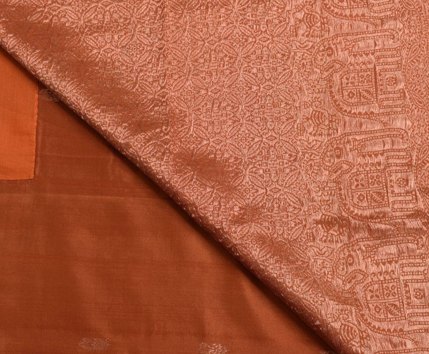 Sushila Vintage Brown Indian Saree 100% Pure Silk Woven Floral Sari Craft Fabric