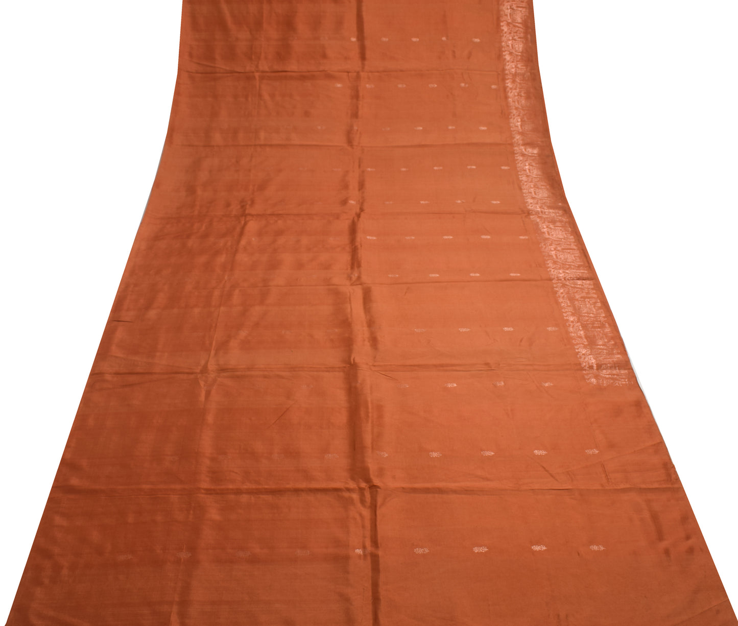 Sushila Vintage Brown Indian Saree 100% Pure Silk Woven Floral Sari Craft Fabric