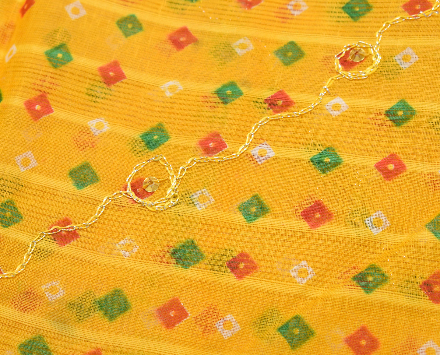 Sushila Vintage Yellow Saree 100% Pure Cotton Bandhani Printed Sari Craft Fabric