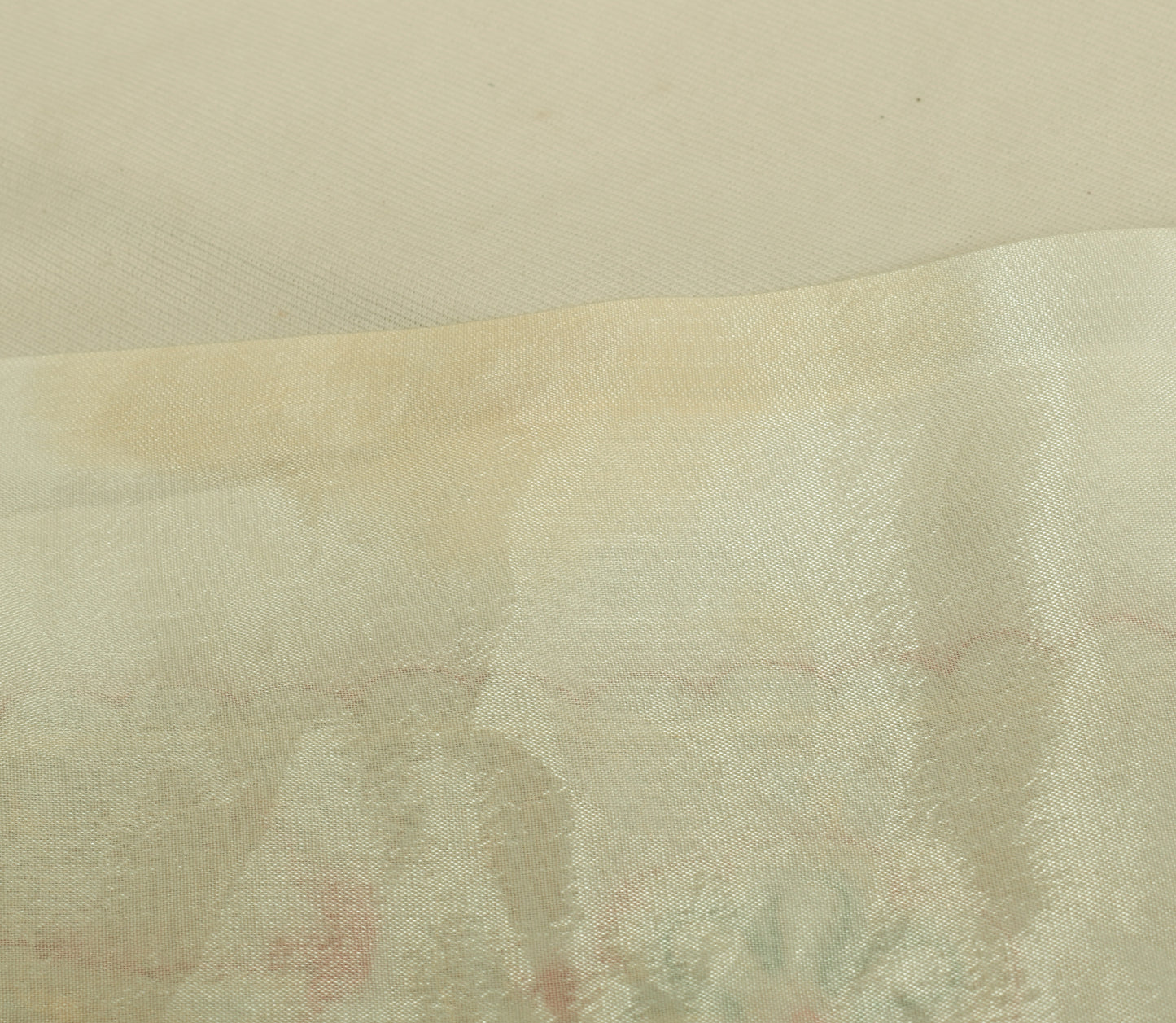 Sushila Vintage White Indian Saree Art Silk Hand Beaded Floral Sari Craft Fabric