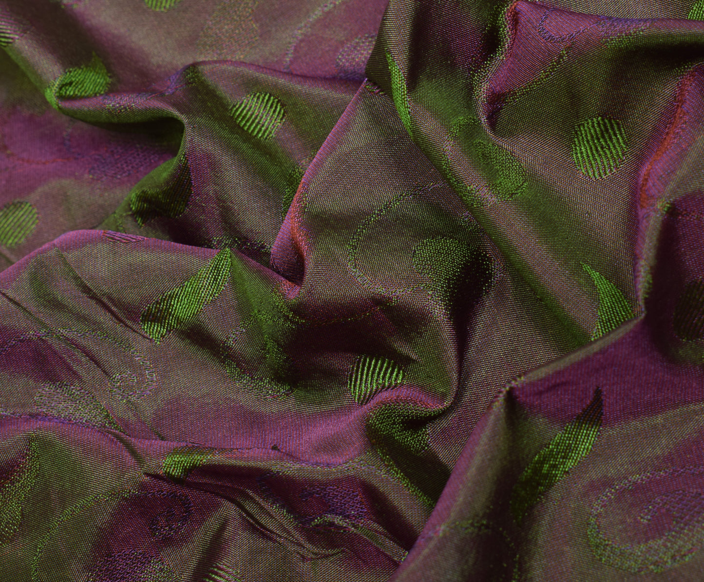 Sushila Vintage Green & Purple Saree Blend Silk Woven Floral Sari Craft Fabric