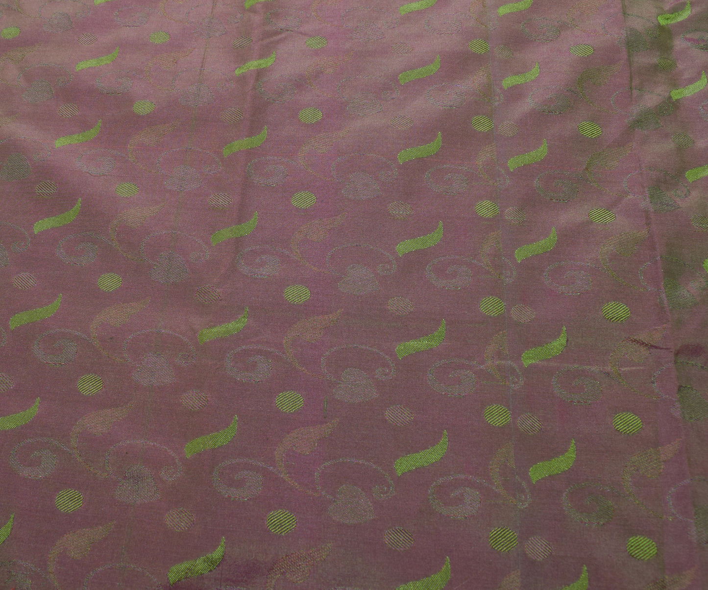 Sushila Vintage Green & Purple Saree Blend Silk Woven Floral Sari Craft Fabric