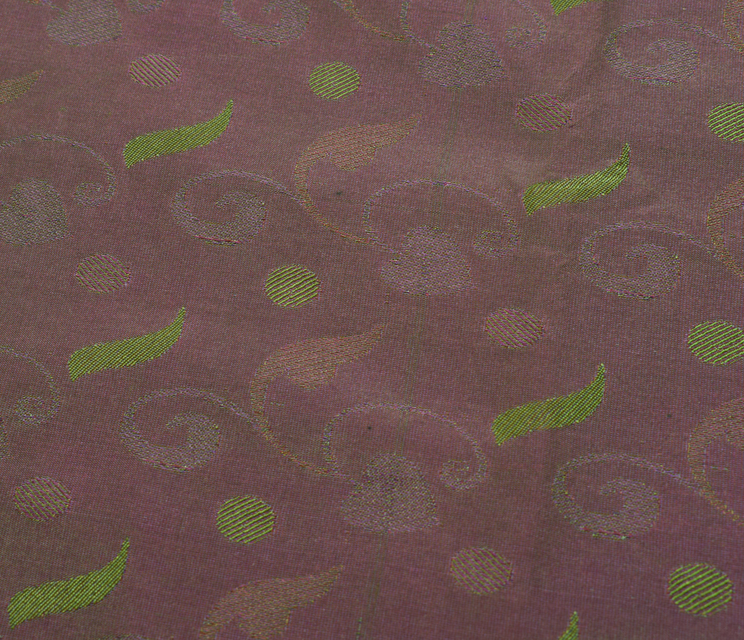 Sushila Vintage Green & Purple Saree Blend Silk Woven Floral Sari Craft Fabric