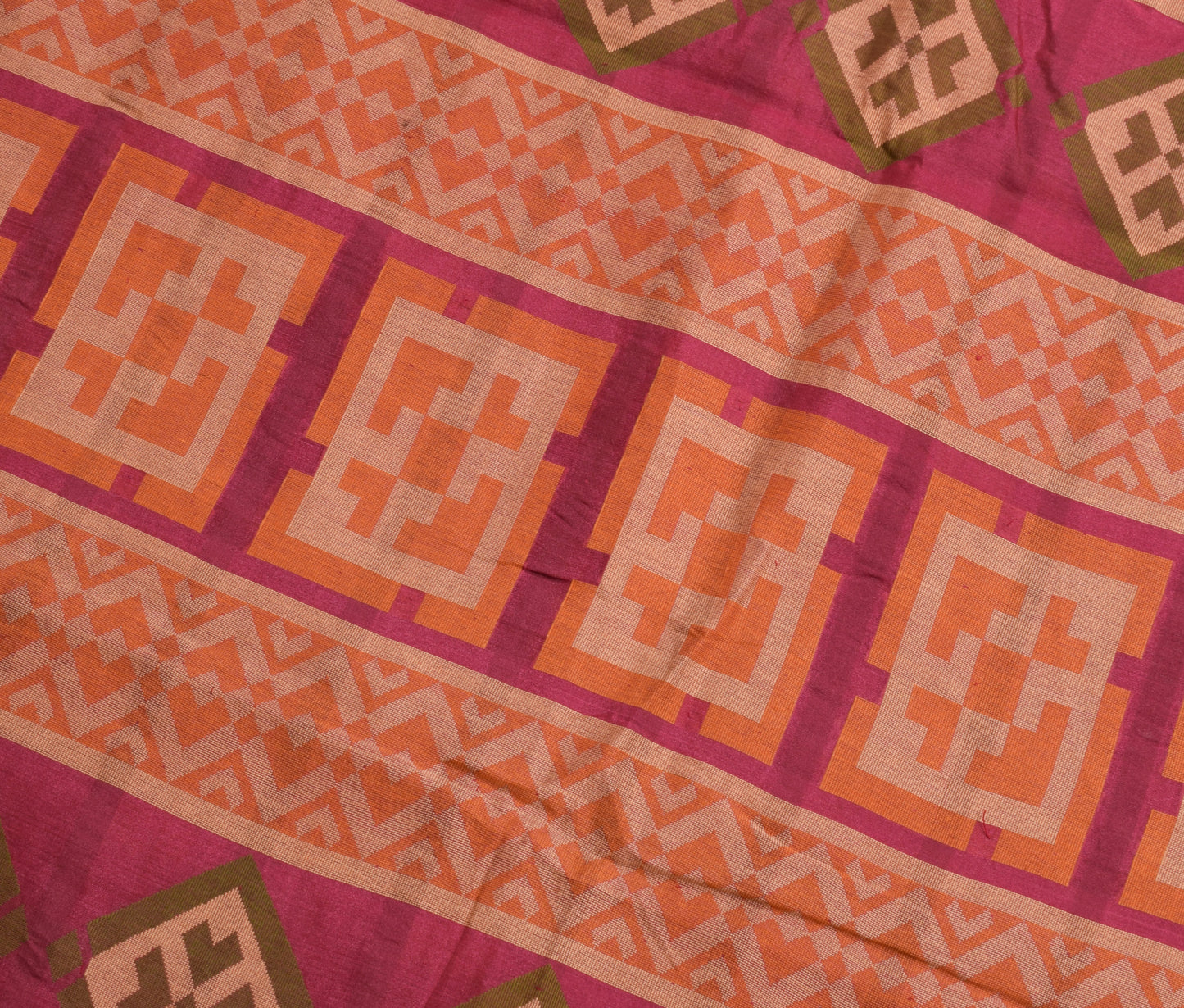 Sushila Vintage Dark Pink Indian Saree 100% Pure Silk Woven Sari Craft Fabric