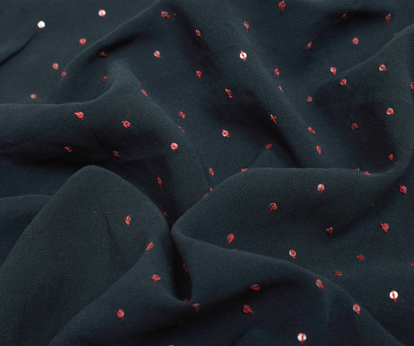 Sushila Vintage Black Bollywood Saree 100% Pure Georgette Silk Sequins Work Sari Fabric