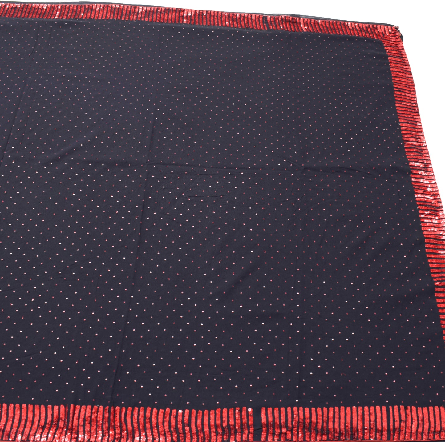Sushila Vintage Black Bollywood Saree 100% Pure Georgette Silk Sequins Work Sari Fabric