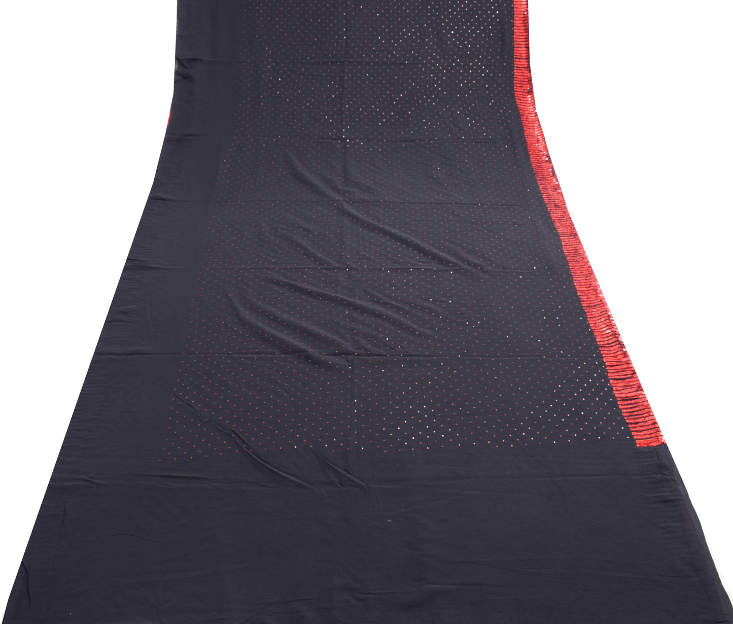 Sushila Vintage Black Bollywood Saree 100% Pure Georgette Silk Sequins Work Sari Fabric