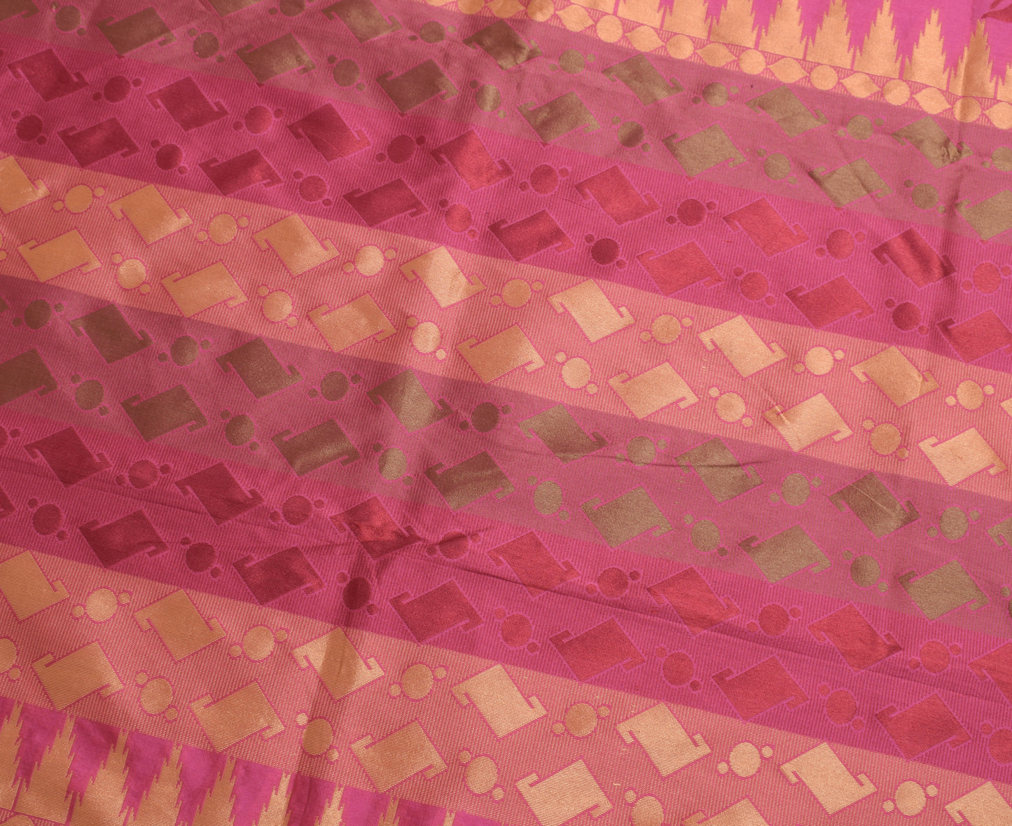 Sushila Vintage Indian Pink Saree Blend Silk All Over Woven Sari Craft  Fabric