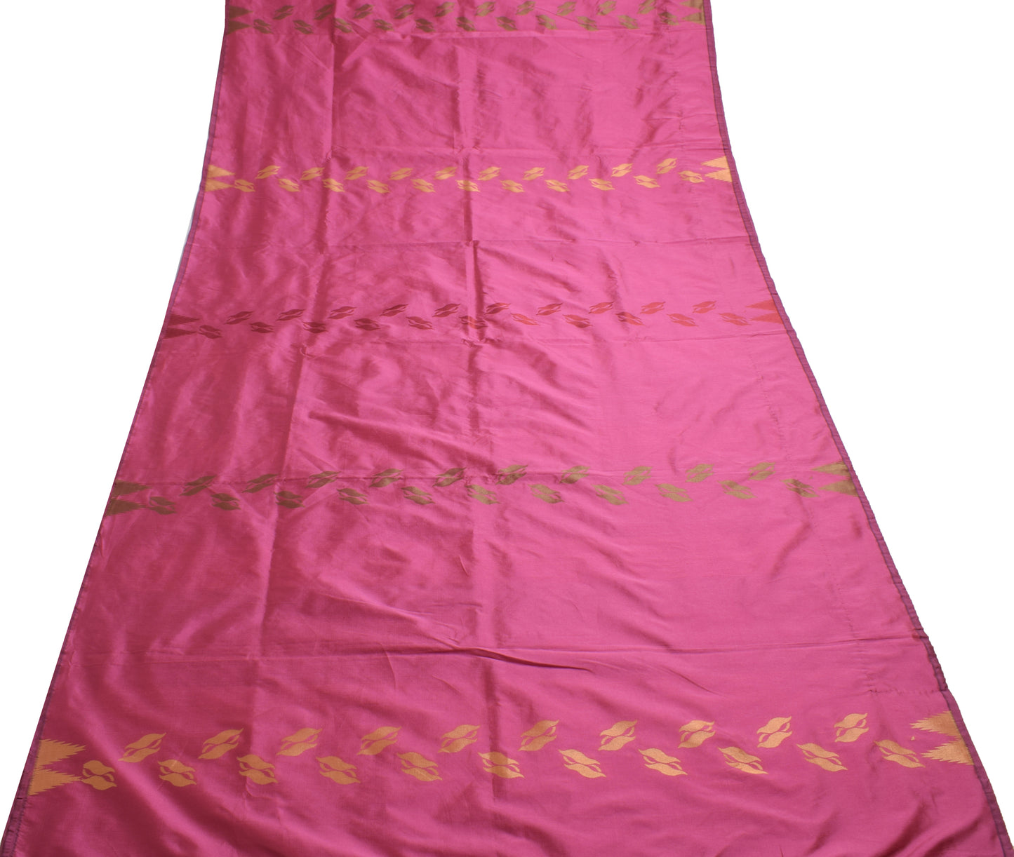 Sushila Vintage Indian Pink Saree Blend Silk All Over Woven Sari Craft  Fabric