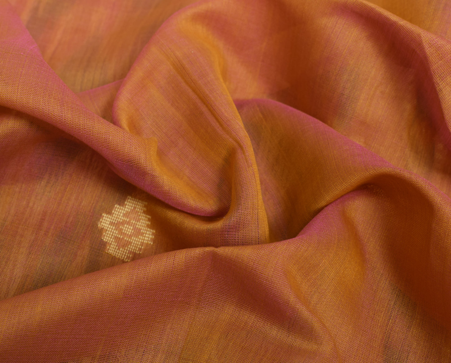 Sushila Vintage Rust Dual Tone Saree 100% Pure Silk Woven Sari Craft Fabric