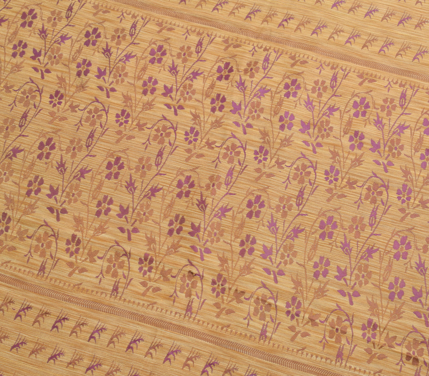 Sushila Vintage Green & Purple Saree 100% Pure Silk Floral Woven Sari Fabric