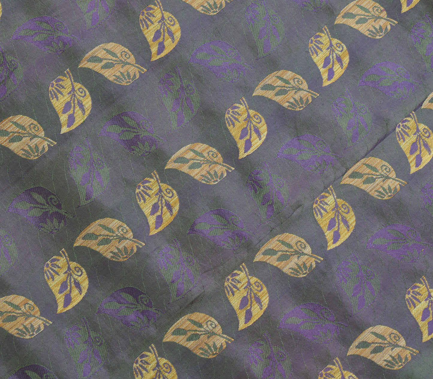 Sushila Vintage Green & Purple Saree 100% Pure Silk Floral Woven Sari Fabric
