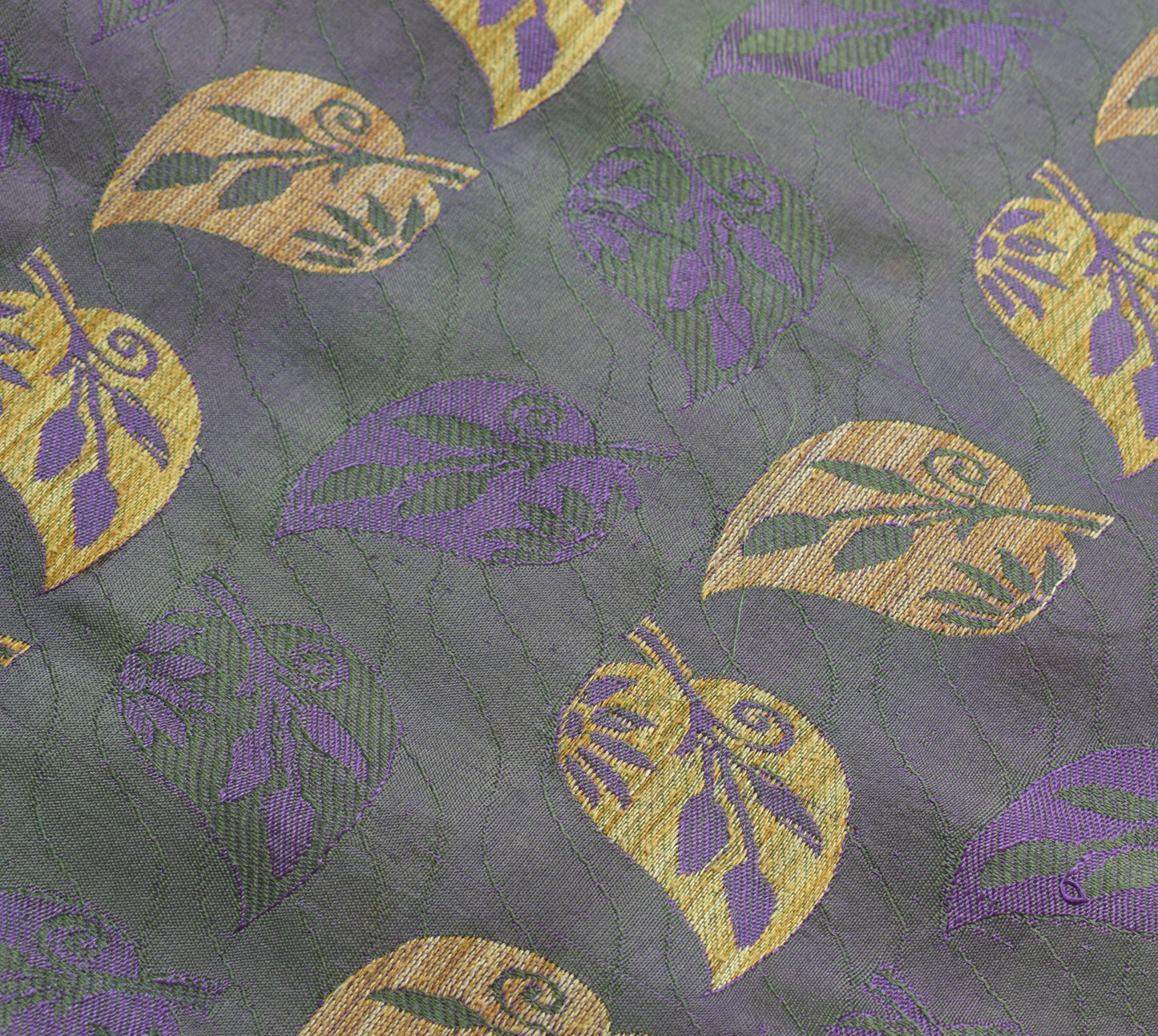 Sushila Vintage Green & Purple Saree 100% Pure Silk Floral Woven Sari Fabric
