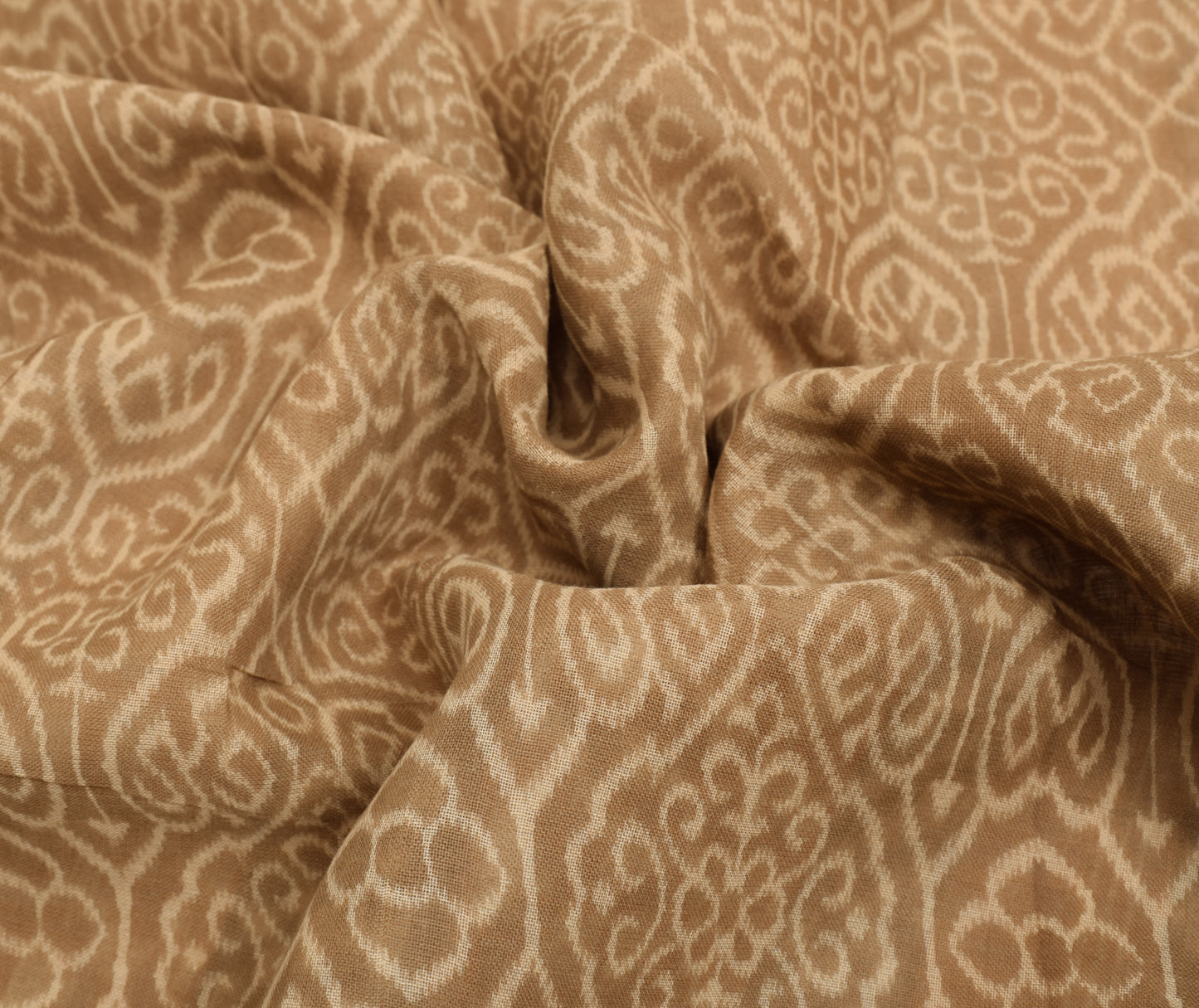 Sushila Vintage Brown Saree 100% Pure Cotton Printed Floral Sari Craft Fabric