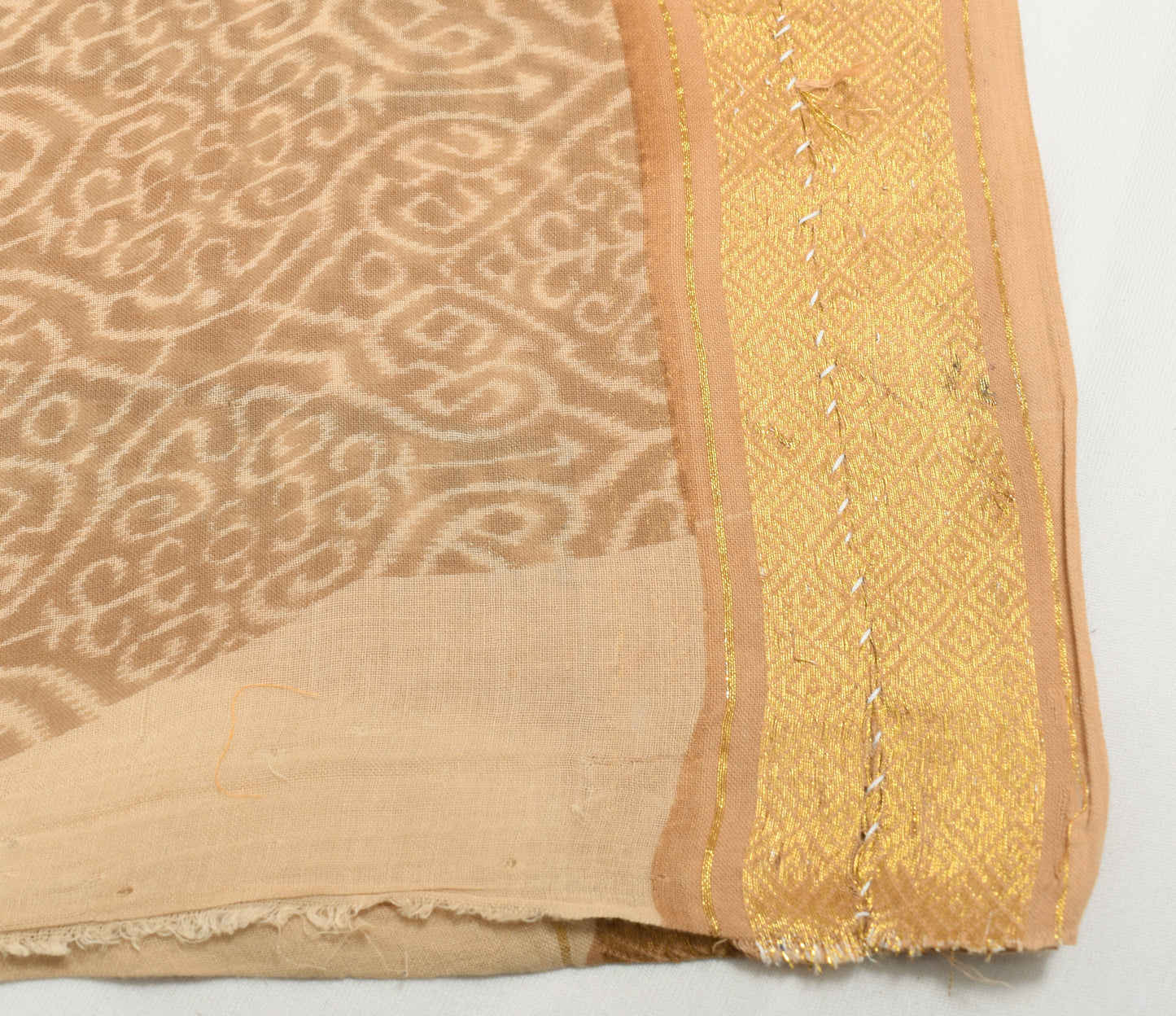 Sushila Vintage Brown Saree 100% Pure Cotton Printed Floral Sari Craft Fabric